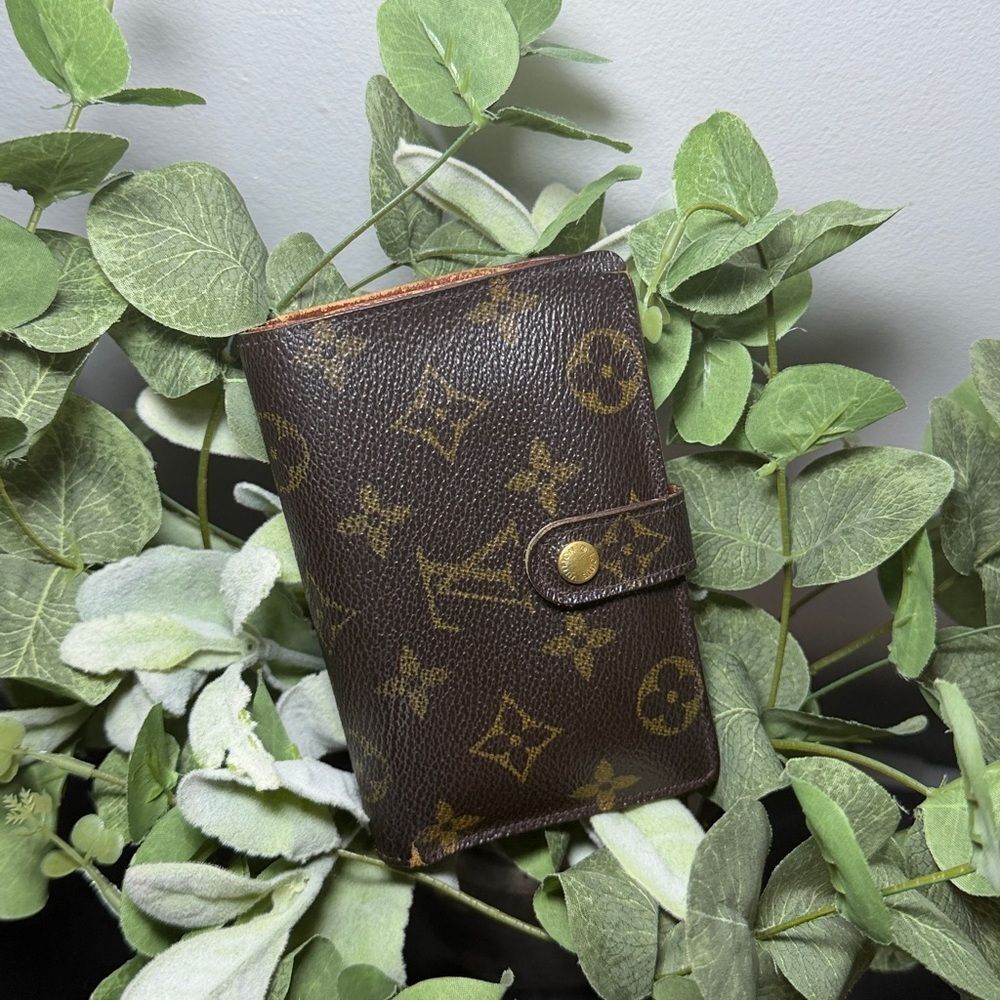 Louis Vuitton Monogram Bifold Snap Wallet Compact Brown Coin Holder
